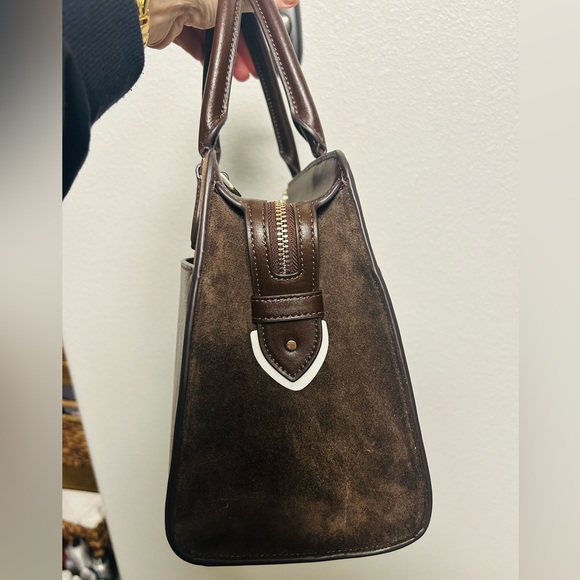 Kate Spade Madison Suede Mixed Material Hot Fudge Brown Satchel Crossbody NWT - Picture 5 of 8